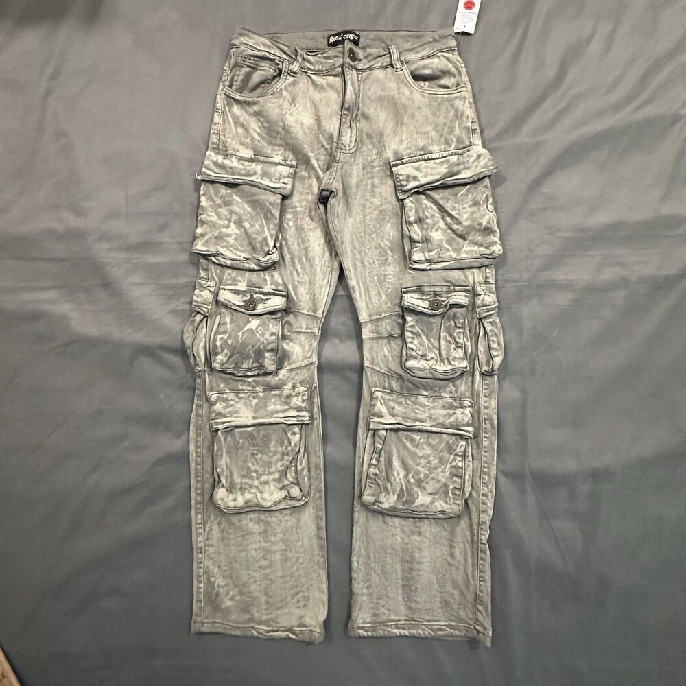 Like An Angel Cargo Pants Womens Large Straight Leg Utility Pockets Grunge